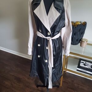 Elegant Black and Cream Women's Trench Coat